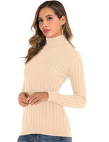 1 x RAW Customer Returns Enjoyoself women s turtleneck sweater long-sleeved ribbed fine knit turtleneck warm stretch sweatshirt for autumn winter apricot, M - RRP €28.99