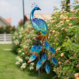 1 x RAW Customer Returns TERESA S COLLECTIONS Garden decoration for outdoors, solar lamp for outdoors, peacock garden light metal waterproof path light for terrace, yard, blue - RRP €34.99