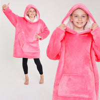 4 x Brand New CityComfort Oversized Hoodie Blanket Hoodie Kids Fleece Oversized Poncho Girls Pink  - RRP €97.12