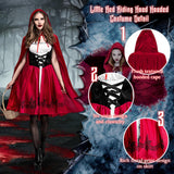 1 x RAW Customer Returns Women s Little Red Riding Hood Adult Carnival Costume Long Dress and Cape with Hood Performance Outfit Halloween Mardi Gras Festive Party Dress Fairy Tale Cosplay Disguise Outfits Clothing Red, M  - RRP €38.27