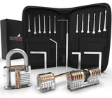 1 x RAW Customer Returns Meistergut THE ORIGINAL XXL professional lock picking set with German picture instructions 24 pieces - lock pick set with 3 transparent practice locks - lock picking kit for beginners professionals black  - RRP €10.57