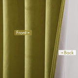 2 x Brand New MIULEE Short Curtains 100 Opaque Velvet Short Curtains for Bedroom Opaque Thermal Curtains with Eyelets Cold Protection Blackout Curtain Set of 2, HxW 145x140 cm Light Green - RRP €81.0