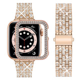 1 x RAW Customer Returns wutwuk Compatible with Strap Apple Watch se 40mm 41mm 44mm 45mm 38mm 42mm Women for iWatch Series SE 9 8 7 6 5 4 3 2 1 Diamond Rhinestone Hard PC Protective Frame Ultra Thin Protective Case Rose Gold - RRP €25.01