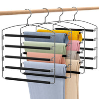 1 x RAW Customer Returns Housolution 35 cm space-saving trouser hangers, 4 pieces metal trouser hangers with non-slip padding, clothes hangers for scarves, trousers, ties, towels, clothing hanging storage, black - RRP €35.99