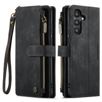 1 x RAW Customer Returns UEEBAI Case for Samsung Galaxy A55 5G, Retro Style Zipper Wallet Soft PU Leather Magnetic Closure Card Slot Holder Wallet Case with Strap, Black - RRP €20.16