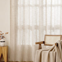 1 x RAW Customer Returns MIULEE curtains linen with eyelets voile curtains linen look curtains living room modern window curtain children s room kitchen curtains loop curtain set of 2 140 x 245 cm natural - RRP €33.43