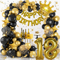 4 x Brand New Balloons 18th Birthday Decorations 125 Pieces Black Gold Birthday Balloons Arch Decorations Foil Balloon Celebrate Birthday Party Decorations - RRP €47.2