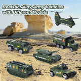 1 x RAW Customer Returns Tank toy set, military toys with 6 military vehicles and 8 soldier figures, army toys with sound and light set, gift for boys aged 3 4 5 6 years green  - RRP €33.99