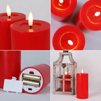 1 x RAW Customer Returns LUCOZA Set of 2 Flickering Flameless LED Candles with Timer and Remote Control for Indoor Use, 5 Battery Operated LED Real Wax Candles, Realistic Pillar Candle with 3D Wick, Red - RRP €21.17