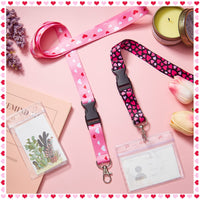 1 x RAW Customer Returns Zonon 2 Sets Cute Neck Strap with Card Holder Pink Heart Pattern Lanyard Key Strap and Waterproof Transparent PVC ID Card Holder for ID Office School Accessories Travel Heart Style  - RRP €7.99