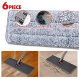 1 x RAW Customer Returns Masthome mop with wringing function, 130CM microfiber floor mop, flat mop with 6 reusable mop pads, mop set for hardwood laminate tiles floor cleaning - gray red - RRP €26.69