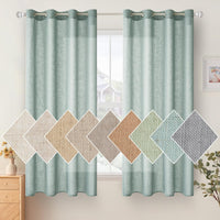 1 x RAW Customer Returns Woaboy 2 Pieces Translucent Linen Curtains Modern Decorative Eyelet Curtains for Living Room and Bedroom 140x160cm Blue - RRP €39.99