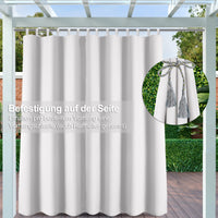 1 x RAW Customer Returns Clothink Outdoor Curtains Velcro 255 x 245 cm Grey-White 2 Pieces Balcony Curtain Loops Opaque Privacy UV Protection Against Weather Garden Balcony Yard - RRP €67.95