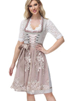 1 x RAW Customer Returns TrendiMax traditional women s dirndl midi dirndl dress for Oktoberfest with lace apron, old pink, 46 - RRP €110.08