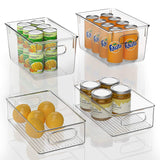 1 x RAW Customer Returns FINEW Set of 4 Stackable Refrigerator Organizers - 2 Large 2 Medium, Storage Box for Freezers, Kitchen Countertops and Cabinets, Clear Plastic Pantry Food Storage - BPA Free - RRP €34.99