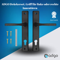 1 x RAW Customer Returns ADGO door handle set handle for use door handle 90 left right door handles interior doors handle with hole for cylinder stainless steel lever handle set room doors aluminum handle set door handle black - RRP €11.95