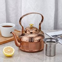 1 x RAW Customer Returns SANQIAHOME 1.8 liter stainless steel teapot with strainer insert, with tea strainer handle, suitable for induction, copper colored - RRP €32.3