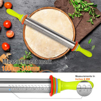 1 x RAW Customer Returns BYbrutek Stainless steel rolling pin with handle, adjustable rolling pin with 4 spacers for dough thicknesses, non-stick BPA-free baking accessories, 35cm 35cm stainless steel with handle  - RRP €22.18