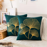 1 x RAW Customer Returns ETOLISHOP Set of 2 cushion covers 40 x 40 cm cushion covers Ginkgo Biloba velvet cushion covers blue dark green cushion cover soft cozy cushion covers decoration modern decorative cushions sofa cushions decorative - RRP €14.99