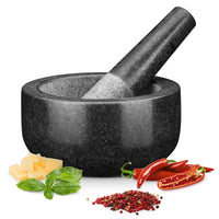 1 x RAW Customer Returns H S Mortar and Pestle Set for Spices - 16cm Large Mortar Pestle Made of Granite - Spices Herbs Mortar with Pestle XXL - Mortar and Pestle Granite - Kitchen Mortar with Pestle - Mortier - Pesto Mortar - RRP €25.43