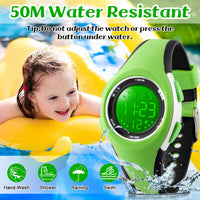 1 x RAW Customer Returns GUUMUXIN Children s Watch, 7 Colors Children s Watch Boys Girls, Wrist Watch Children, 50 M Waterproof Sports Outdoor Digital Watch Children, Wrist Watch for Junior Teenager Kids Watch Green  - RRP €17.99