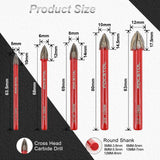 1 x RAW Customer Returns FOCSTOL Dry Drill Bit Set - 10 Pieces Carbide Drill Bit Set with Round Handle for Wood Plastic Masonry Ceramic Concrete Marble 5 2 6 4 8 2 10 12mm  - RRP €24.05