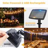 1 x RAW Customer Returns Woolmug Outdoor Solar Fairy Lights, 23M 30 3 LED Solar Fairy Lights Bulbs Outdoor, 4 Modes USB Waterproof Solar Fairy Lights for Garden, Wedding, Balcony, House, Christmas Decoration, Warm White - RRP €49.99