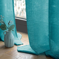 1 x RAW Customer Returns MIULEE Set of 2 Voile Curtains Sheer Linen Curtain with Eyelets Transparent Irregular Texture Curtain Eyelet Curtain Window Curtain Translucent for Bedroom 260 x 140cm H x W Sea Blue - RRP €38.84