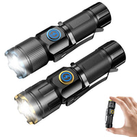 2 x RAW Customer Returns Skylla Mini LED flashlight rechargeable extremely bright torch USB Waterproof IPX6 2500 lumens 5 light modes variable zoom hand torches emergency pocket flash 2 pieces  - RRP €46.36