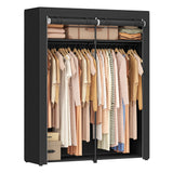 1 x RAW Customer Returns SONGMICS Wardrobe, Portable Wardrobe with Hanging Rod, Clothes Rack, Foldable, Dressing Room, Bedroom, Study, 140 x 43 x 174 cm, Black RYG02BK - RRP €42.35