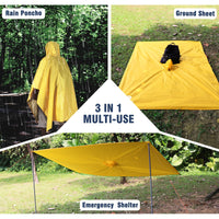 1 x RAW Customer Returns Anyoo Lightweight Rain Poncho Waterproof Rain Jacket Ripstop Breathable Multi-Purpose Raincoat with Hood Foldable Protective Blanket Shelter Tarp for Outdoor Camping Hiking Fishing Yellow  - RRP €22.18