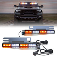 1 x RAW Customer Returns 2pcs 16.8-inch Flashing LED Warning Light Orange White Beacon Interior Flashing Light Bar Traffic Advisor Strobe Light with 32LED 26 Flash Patterns for Construction Vehicles Trucks with cigar lighter  - RRP €84.99