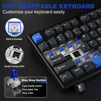 1 x RAW Customer Returns YUNZII AL75 75 Gaming Keyboard, Aluminum Wireless Mechanical Keyboard BT 2.4G Wired Hot Swap Pre-lubricated Creamy Keyboard, TKL Seal Mounted Keyboard for Mac Win Blue Gray Switch, Silver  - RRP €110.72