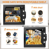 1 x RAW Customer Returns 25L Home Safe Fireproof with Fireproof Waterproof Money Bag, Electronic Safe with Numeric Keypad Removable Shelf and Alarm System, Home Safe Cabinet Furniture Safe for Gold Jewelry - RRP €80.66