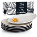 1 x RAW Customer Returns Moritz Moritz 6-piece swing dessert plate set for 6 people 21.5 x 18.5 cm - ceramic tableware set as cake plate, breakfast plate or dessert plate gray - Made in Portugal - RRP €40.24