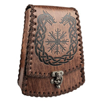 1 x RAW Customer Returns HiiFeuer Nordic Embossed Faux Leather Belt Bag, Medieval Retro Waist Bag Vintage Portable Buckle Belt Pouch for Ren Faire Brown A  - RRP €32.4