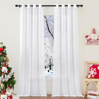 1 x RAW Customer Returns PONY DANCE Voile Curtains White Transparent Eyelet Curtain Set of 2 H 160 x W 140 cm Living Room Curtains Short Transparent Curtains White Curtain Linen Look Transparent - RRP €15.71