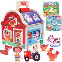 1 x RAW Customer Returns Montessori toys for children from 1 2 3 years, plug-in game farm wood with puzzle, children s toys wooden toys motor skills toys from 1 year, baby toys motor skills cube gifts for girls boys - RRP €28.22