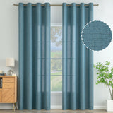 1 x RAW Customer Returns MIULEE living room curtains linen eyelet curtain linen look curtain boho curtain with eyelets semi-transparent linen curtain curtains set of 2 HxW 145 x 140 cm, blue - RRP €31.49