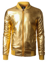 1 x RAW Customer Returns JOGAL Men s Metallic Disco Jacket with Gold Zip M - RRP €46.39