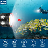 1 x RAW Customer Returns Diving lamp, LetonPower L12 8000Lumens diving flashlight, 100m underwater diving lamp, underwater video light, diving lamp underwater for professional outdoor underwater sports photography video - RRP €118.99