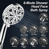 1 x RAW Customer Returns CIICII Shower Head, 10-Spray Modes 5.1 High Pressure Handheld Shower with Hose 1.5M Stainless Steel Hose Anti-Clog Nozzle Large Shower Head Integrated 2-Mode Power Wash Spray 2.5 GPM, Chrome  - RRP €24.11