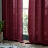 1 x RAW Customer Returns MIULEE Set of 2 Voile Curtains Sheer Linen Curtain with Eyelets Transparent Irregular Texture Curtain Eyelet Curtain Window Curtain Translucent for Bedroom 245 x 140cm H x W Wine Red - RRP €33.99