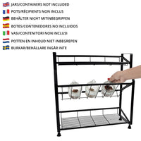 1 x RAW Customer Returns BELLE VOUS spice rack for kitchen worktop in black - kitchen organizer cabinet - freestanding spice rack made of iron - shelf for spices - cupboard shelf organization system - RRP €30.22