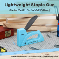 1 x RAW Customer Returns SHALL Light Duty Staple Gun for Wood with Upholstery Staple Gun with 1600pcs JT21 Staple Gun 1 4, 5 16, 3 8 Inch and Staple Gun for Crafts, DIY, Decoration - RRP €11.54