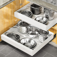 1 x RAW Customer Returns KMQRDZi 1 piece pull out cabinet organizer, pull-out cabinet organizer, pull-out drawers, kitchen cabinet for pots, roll-out shelf storage for kitchen base cabinet organization white  - RRP €68.56