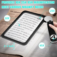 1 x RAW Customer Returns NZQXJXZ Magnifying Glass with Light, Reading Magnifier with Light for Seniors Large,  with 48 Ultra-Bright Lights and 3 Color Light Modes, Folding Handheld Magnifier, Ideal for Reading, Books, Work, Poor Vision - RRP €18.99