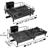 1 x RAW Customer Returns SAYZH Dish Drainer, Large Capacity Expandable Space Saving Dish Drainer with Removable Cutlery Rack, Swivel Drain Spout for Kitchen Organizer and Save Space - RRP €48.06