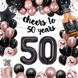 2 x Brand New 50th Birthday Decorations for Women, Men, AivaToba 50th Birthday Decorations, Rose Gold, Black, 50th Birthday Balloons, Happy Birthday Banners, Whiskey Balloons for 50th Birthday Decorations - RRP €38.4