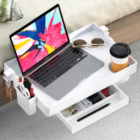 1 x RAW Customer Returns SOLEJAZZ Bedside Bedside Shelf, Folding Bunk Bed Shelf Clip on Top Nightstand with Drawer College Dorm Table, Plus Size with Drawer, White - RRP €30.99